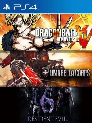 3 Juegos en 1 Dragon ball xenoverse mas Umbrella Corps mas Resident evil 6 PS4